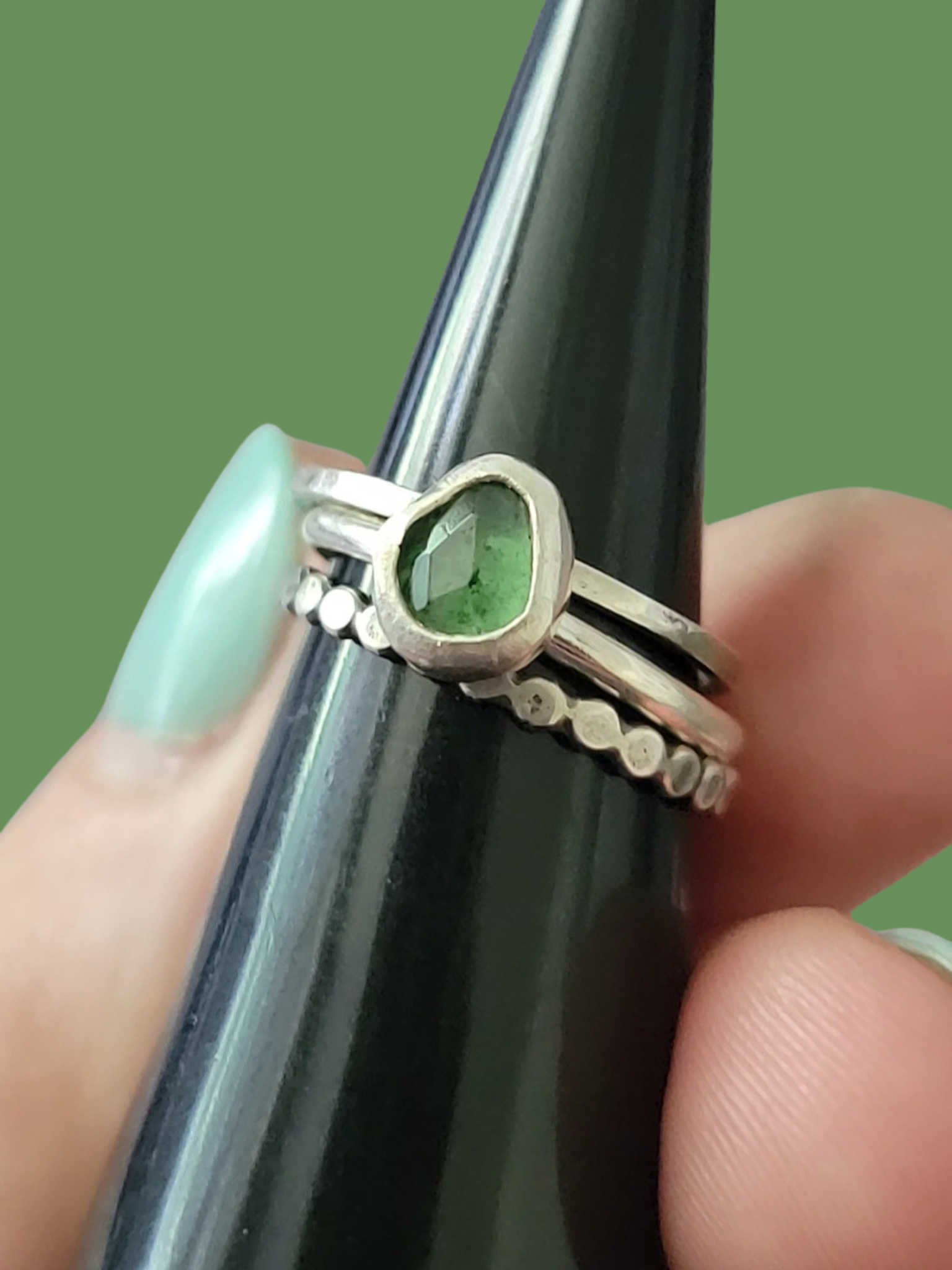 Green tourmaline stacker