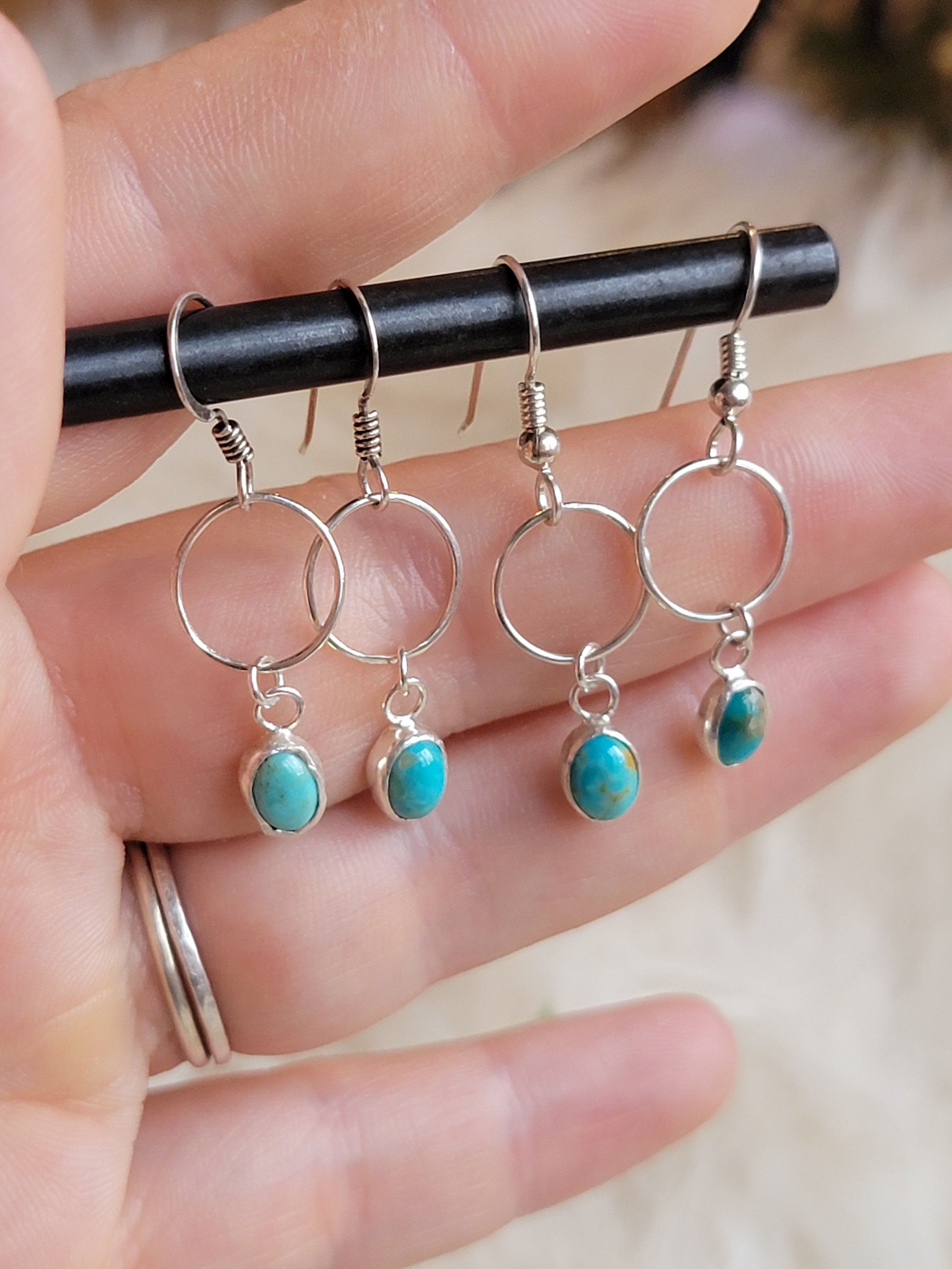 Tiny turquoise hoops #1