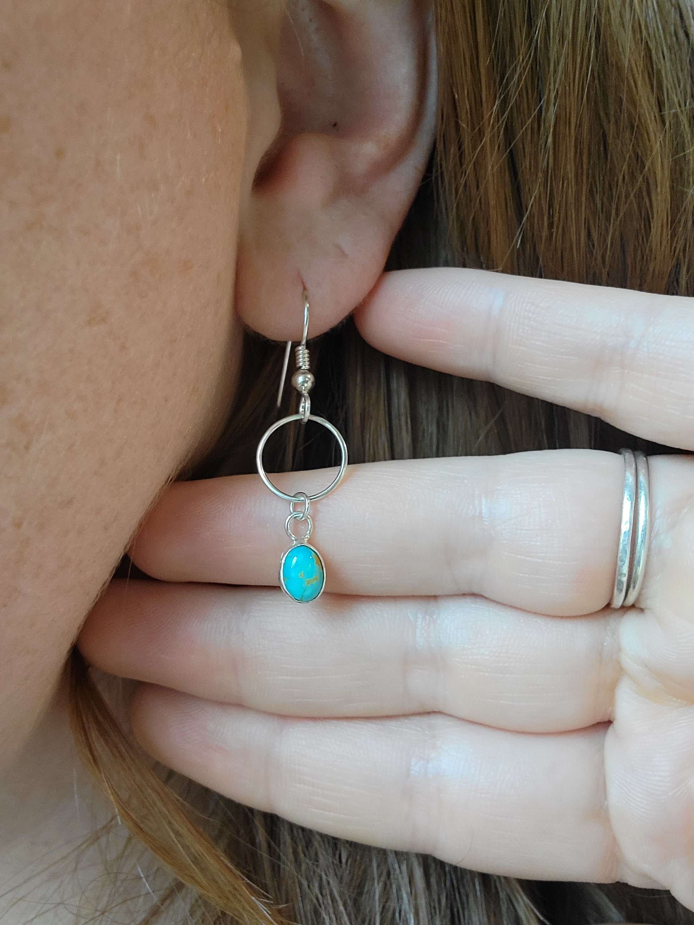 Tiny turquoise hoops #1