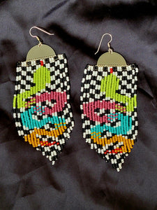 Large snake beaded earrings