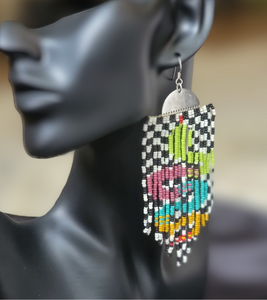 Large snake beaded earrings