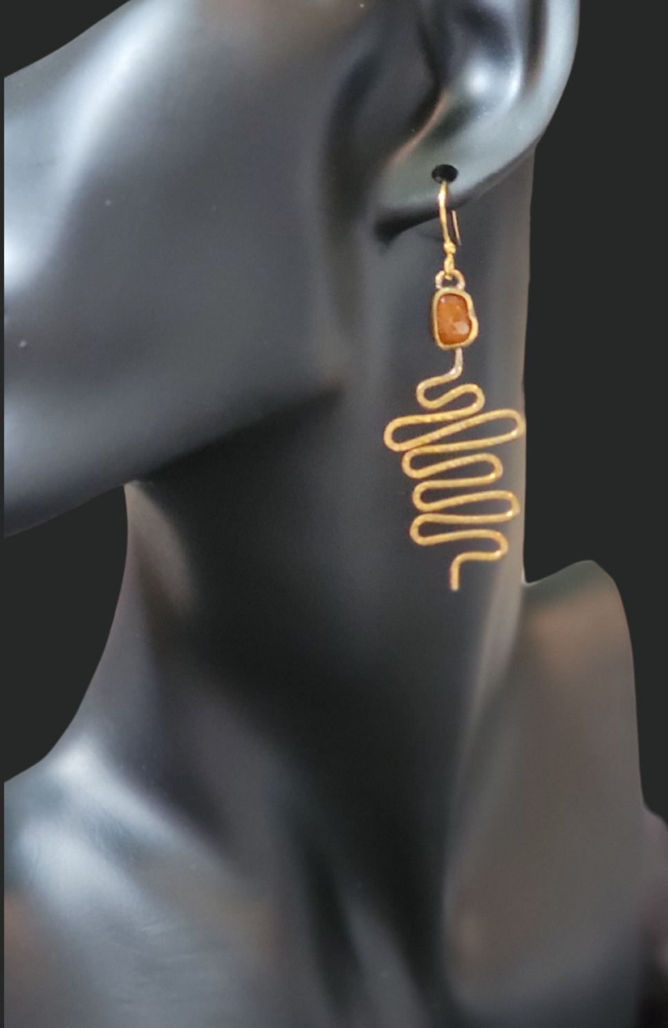 Orange kyanite snake earrings