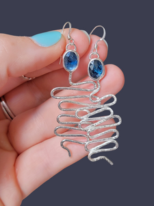 Blue kyanite snake earrings