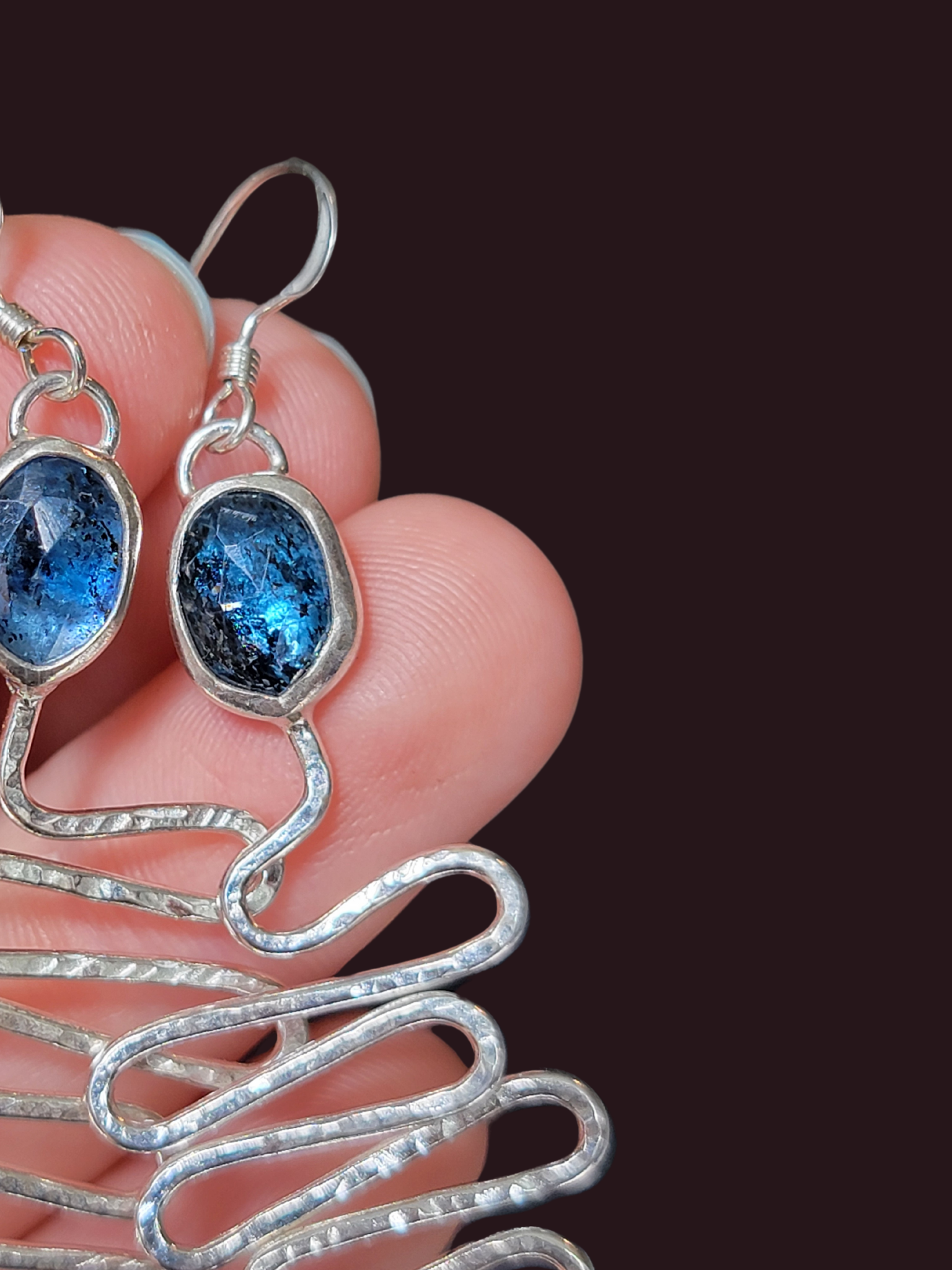 Blue kyanite snake earrings