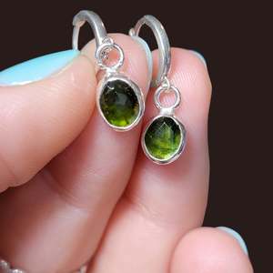 Green tourmaline huggies