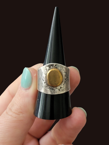 Wide mixed metal ring