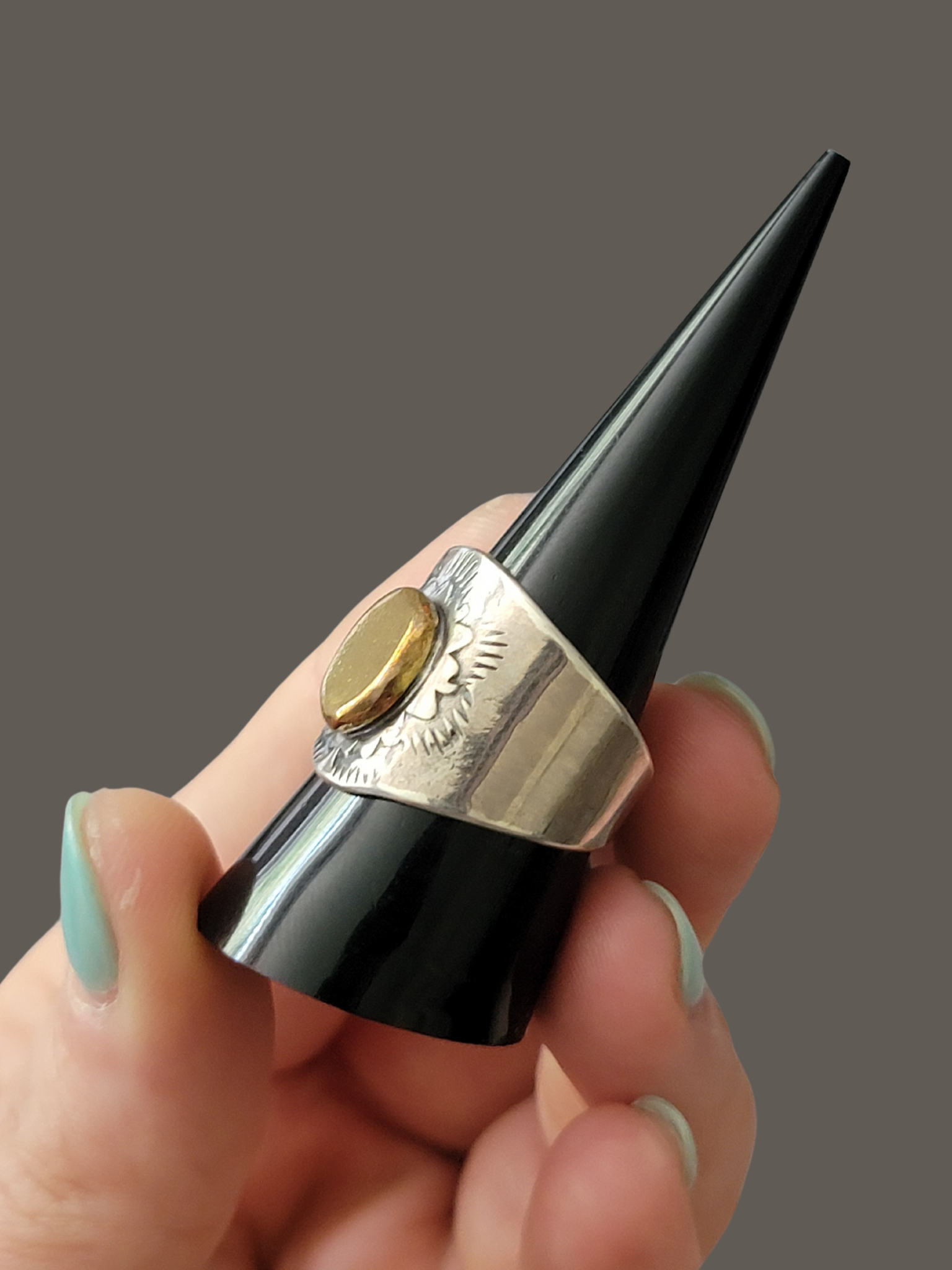 Wide mixed metal ring
