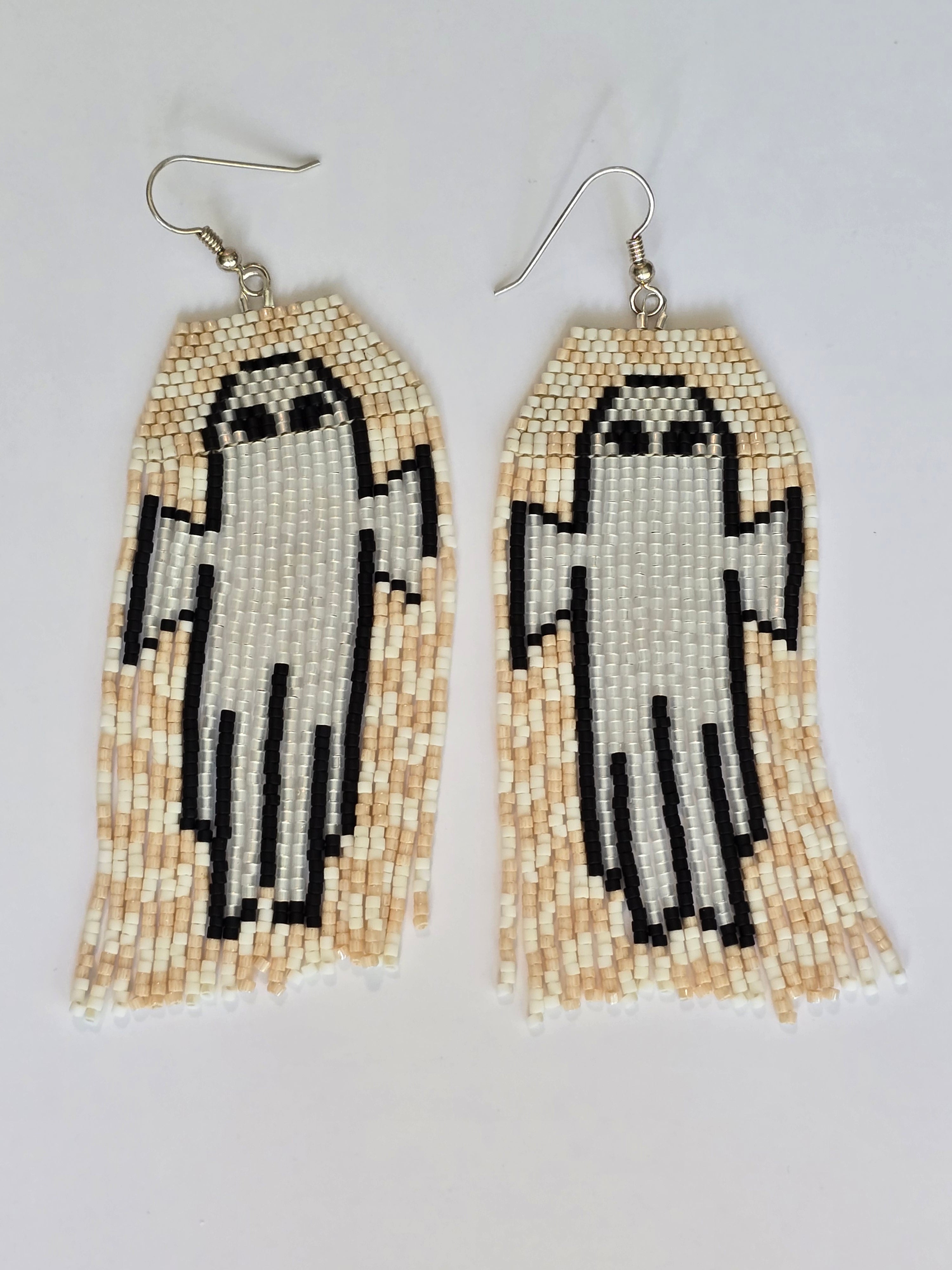 Flying ghost beaded fringe earrings