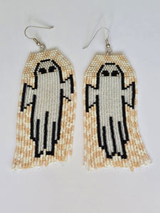 Flying ghost beaded fringe earrings