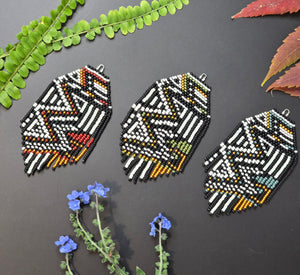 Maroon/topaz geometric beaded earrings