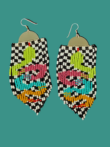 Large snake beaded earrings