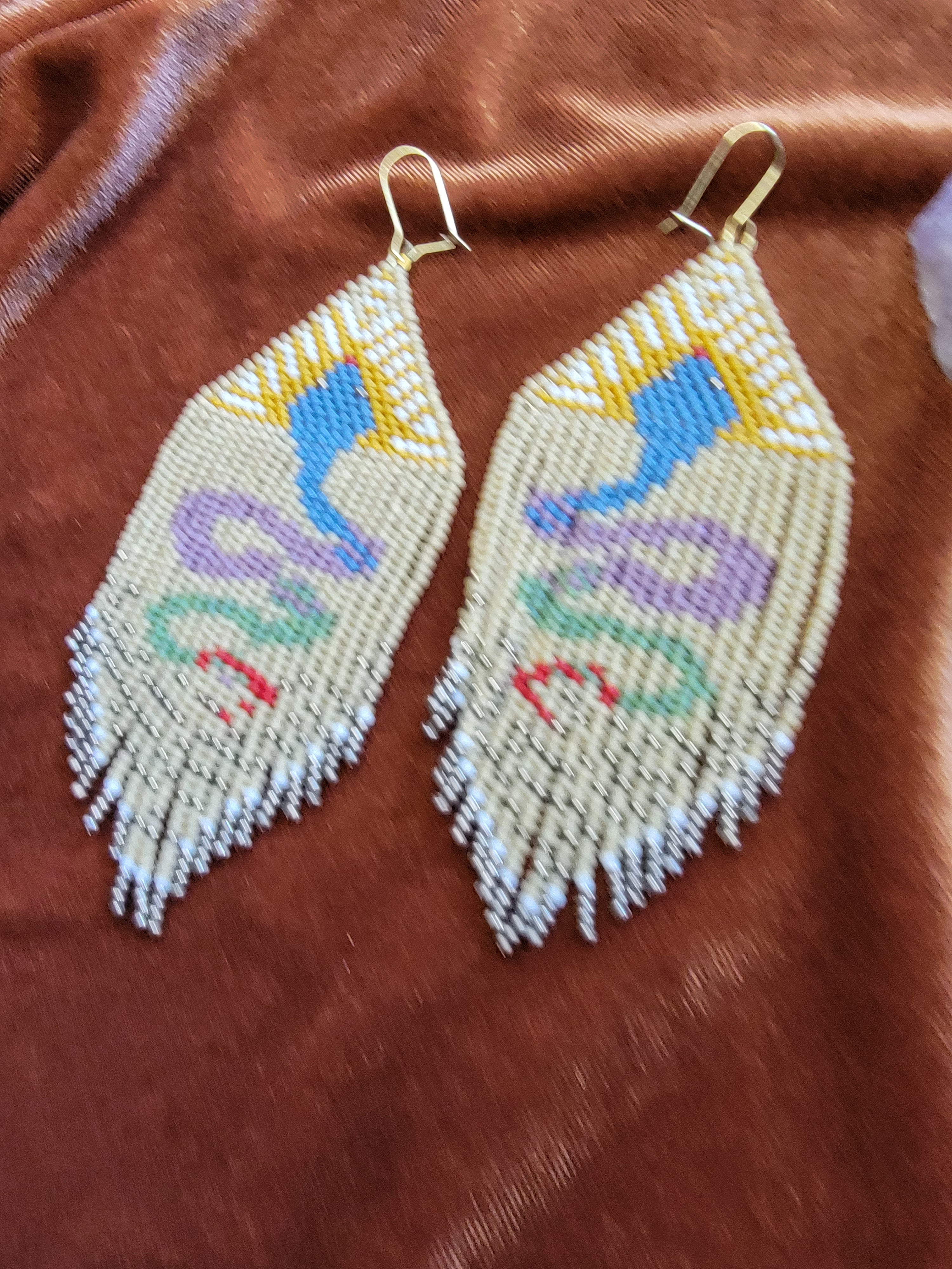 Boho snake beaded earrings